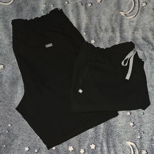 2 Pair XXL Petite FIGS High Waist Straight Leg Black Scrub Pants Nurse Medical